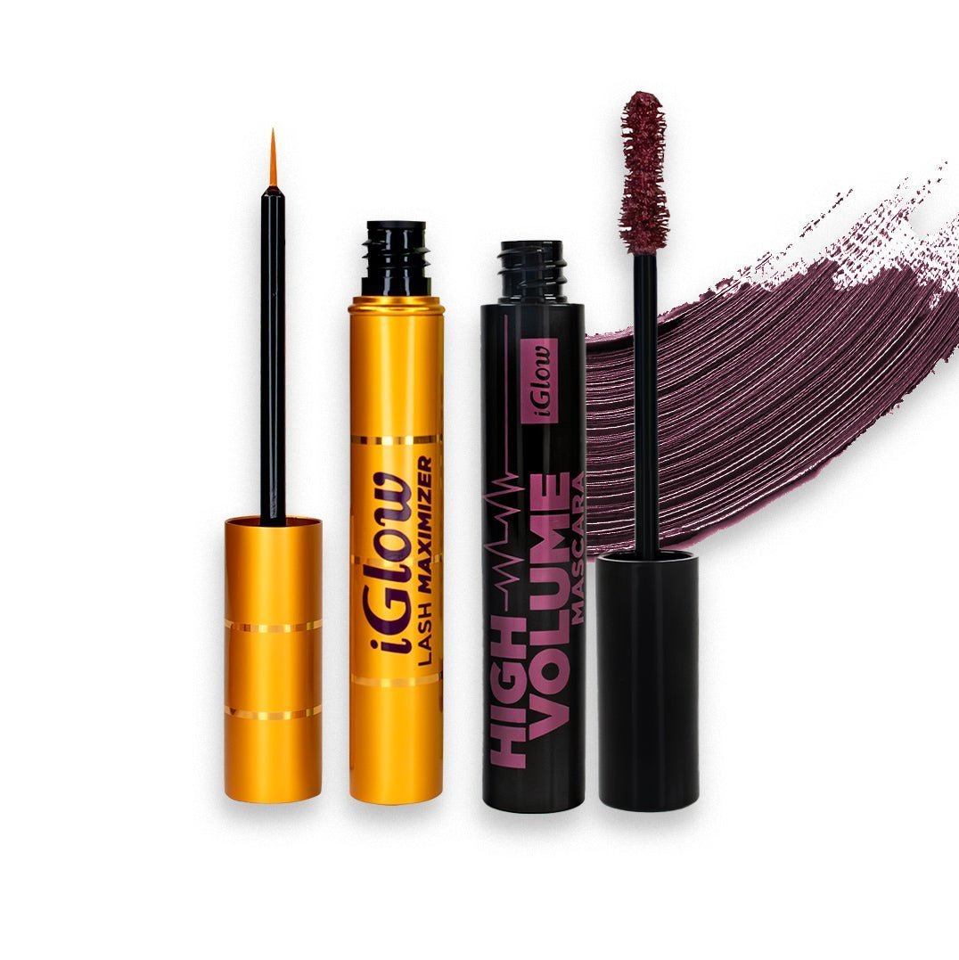 iGlow Lash Serum & High Volume Mascara Kit - Burgundy - iGlow Cosmetics